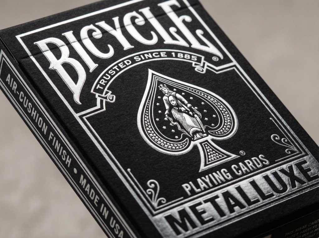 Bicycle MetalLuxe playing cards with intricate label detail preserved