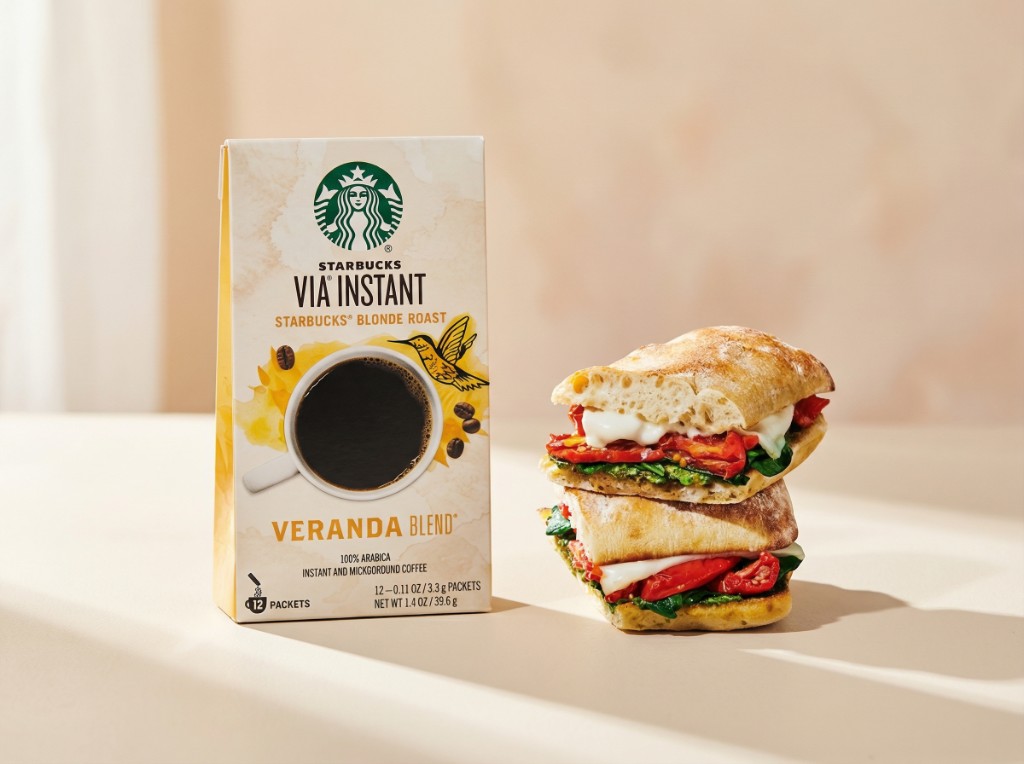 Starbucks VIA Instant product photography with lifestyle staging